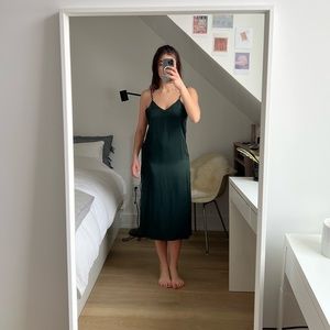 Emerald Green Satin Slip Dress